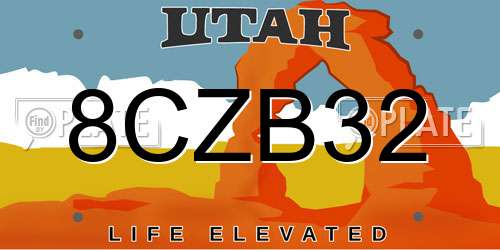 8CZB32 Utah License Plate