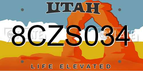 8CZS034 Utah License Plate