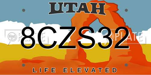 8CZS32 Utah License Plate