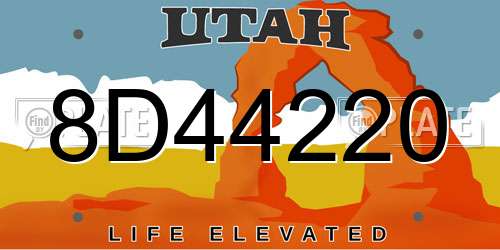 8D44220 Utah License Plate