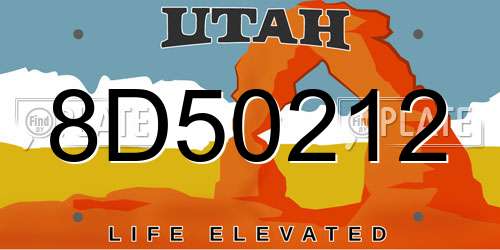 8D50212 Utah License Plate
