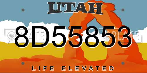 8D55853 Utah License Plate