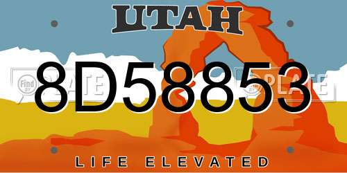 8D58853 Utah License Plate