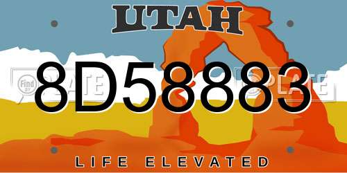 8D58883 Utah License Plate