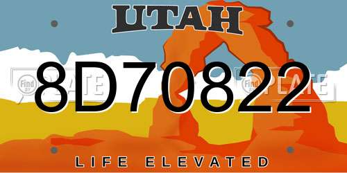 8D70822 Utah License Plate