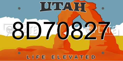 8D70827 Utah License Plate
