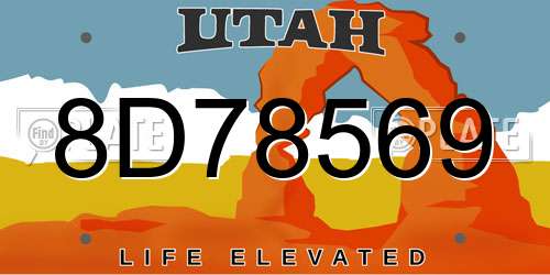 8D78569 Utah License Plate