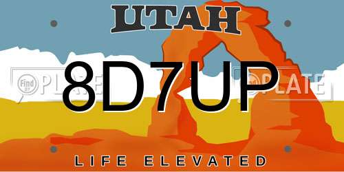 8D7UP Utah License Plate