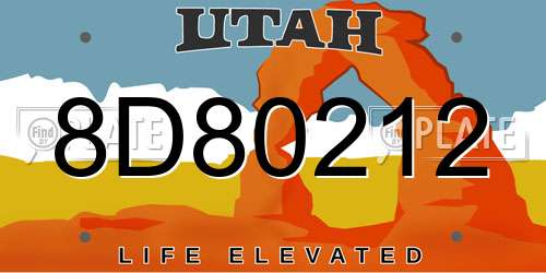 8D80212 Utah License Plate