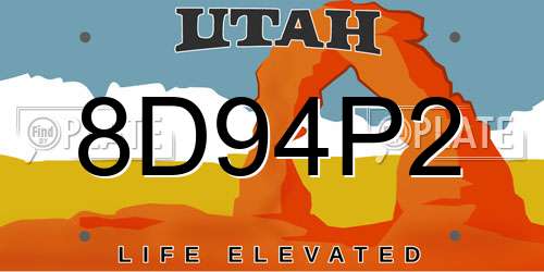 8D94P2 Utah License Plate