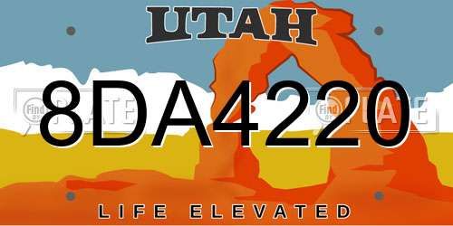 8DA4220 Utah License Plate