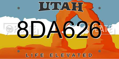 8DA626 Utah License Plate