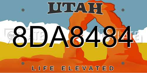 8DA8484 Utah License Plate