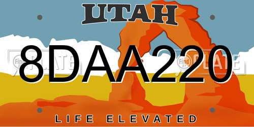 8DAA220 Utah License Plate