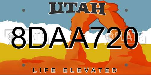 8DAA720 Utah License Plate