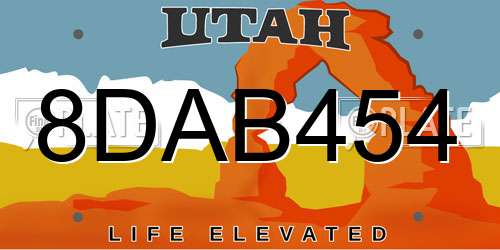 8DAB454 Utah License Plate