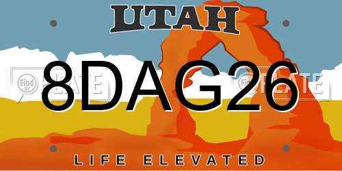 8DAG26 Utah License Plate