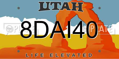 8DAI40 Utah License Plate