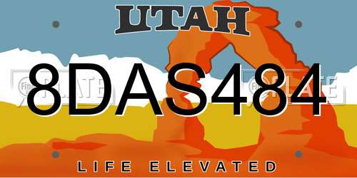 8DAS484 Utah License Plate