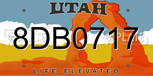 8DB0717 Utah License Plate