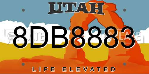 8DB8883 Utah License Plate