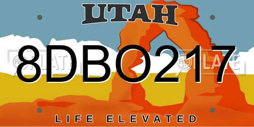 8DBO217 Utah License Plate