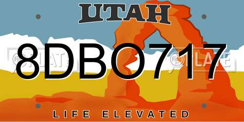 8DBO717 Utah License Plate