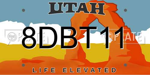 8DBT11 Utah License Plate