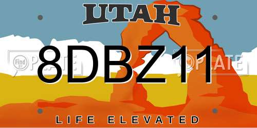 8DBZ11 Utah License Plate