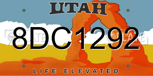 8DC1292 Utah License Plate