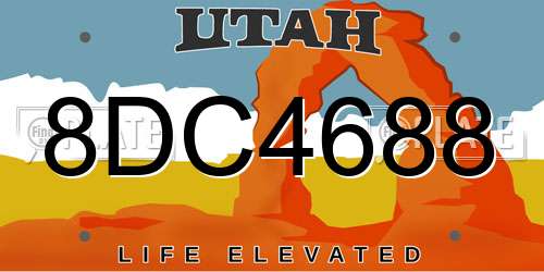 8DC4688 Utah License Plate
