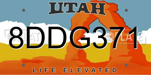 8DDG371 Utah License Plate