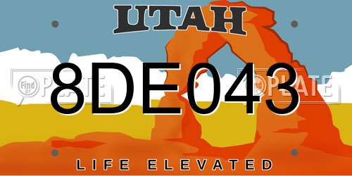8DE043 Utah License Plate