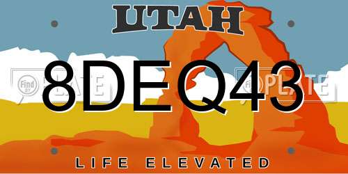 8DEQ43 Utah License Plate