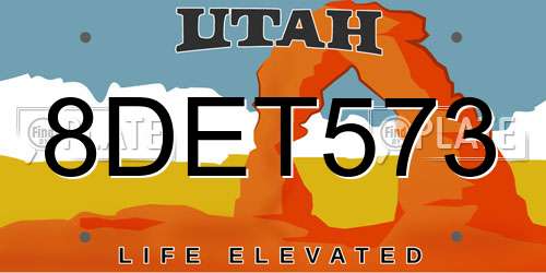 8DET573 Utah License Plate