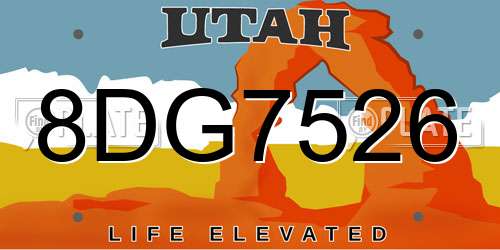 8DG7526 Utah License Plate
