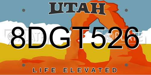 8DGT526 Utah License Plate