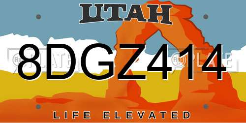 8DGZ414 Utah License Plate