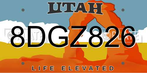 8DGZ826 Utah License Plate