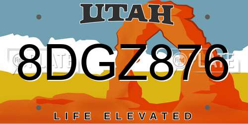 8DGZ876 Utah License Plate