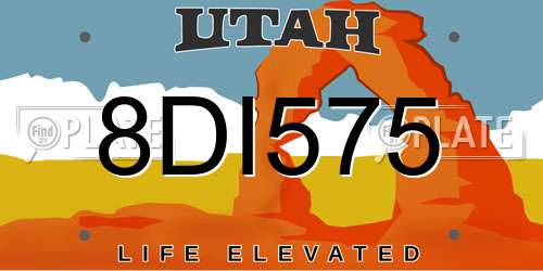 8DI575 Utah License Plate