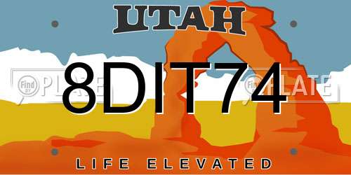 8DIT74 Utah License Plate