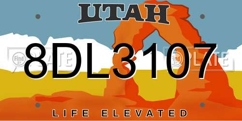 8DL3107 Utah License Plate