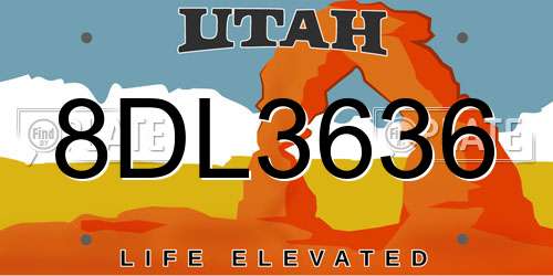 8DL3636 Utah License Plate