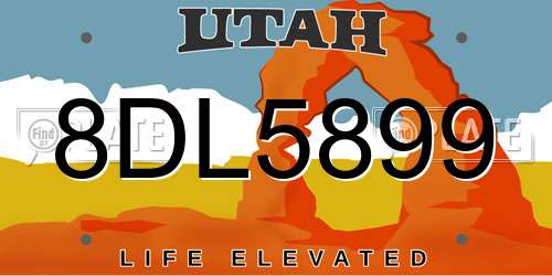 8DL5899 Utah License Plate