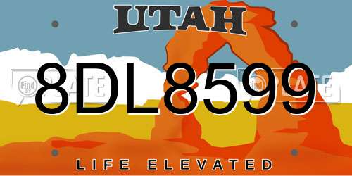8DL8599 Utah License Plate