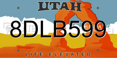 8DLB599 Utah License Plate