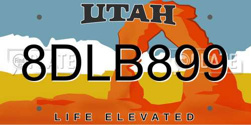 8DLB899 Utah License Plate