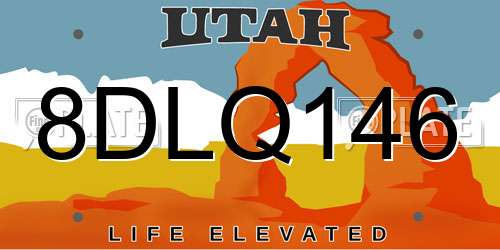 8DLQ146 Utah License Plate