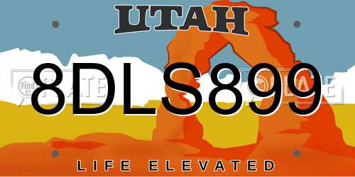 8DLS899 Utah License Plate
